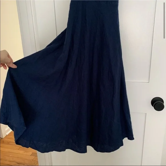 New Ralph Lauren Maxi Linen Navy Long Dress - Picture 5 of 16
